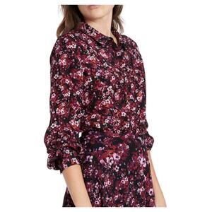 David Lawrence Blouse Size 14 Silk Blend Floral Button Up Top Cottagecore